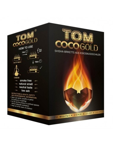 1 kilo Carbón de coco Tom Cococha Gold para cachimba pastillas de 25x25x25 